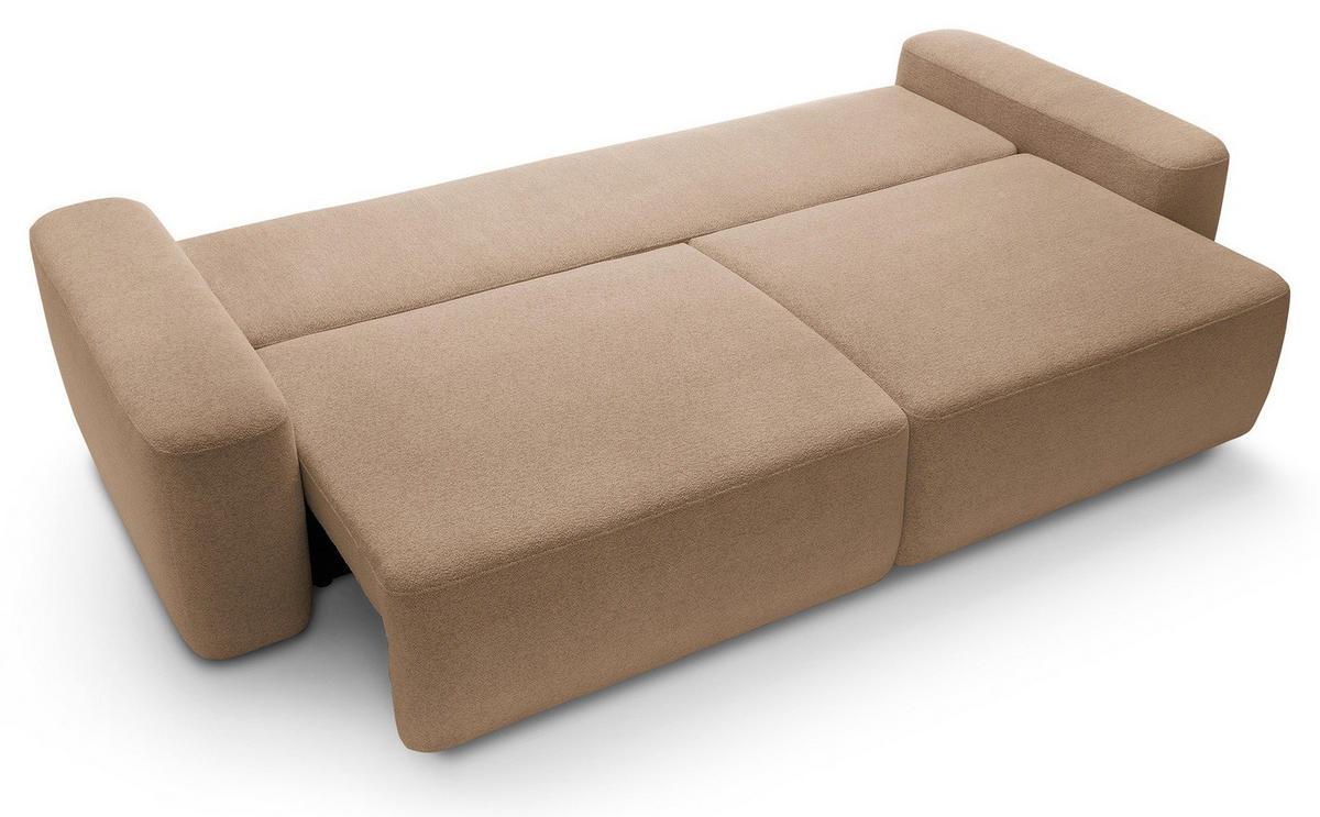 POLSTERSOFA 260 cm Orea, Schlaffunktion, Bettkasten, Braun - Braun, Holz (257/82/105cm) - Emporius