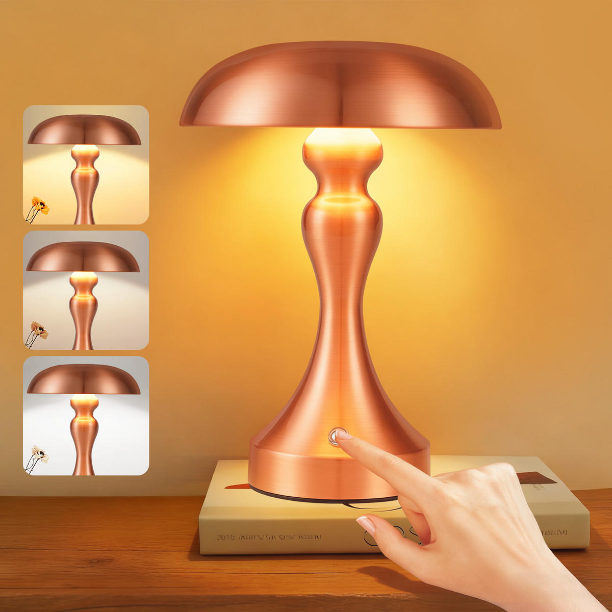 LED stolní lampa, přepěťová ochrana 15,5/15,5/22 cm - bronzová, kov (15.5/15.5/22cm) - Nettlife