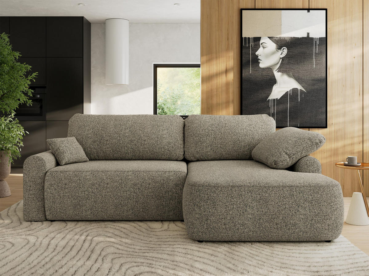 ECKSCHLAFSOFA CUBO L Grau Struktur - rechts - Schwarz/Grau, Kunststoff/Textil (187/273cm) - MKS