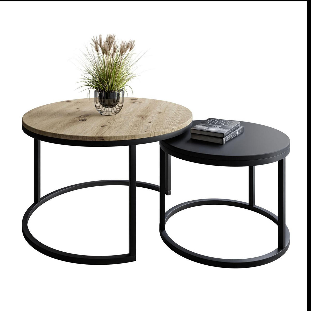 COUCHTISCH CIRI MIX SLIM 2-in-1 - Schwarz, Holzwerkstoff (70/70/48cm) - Lookway