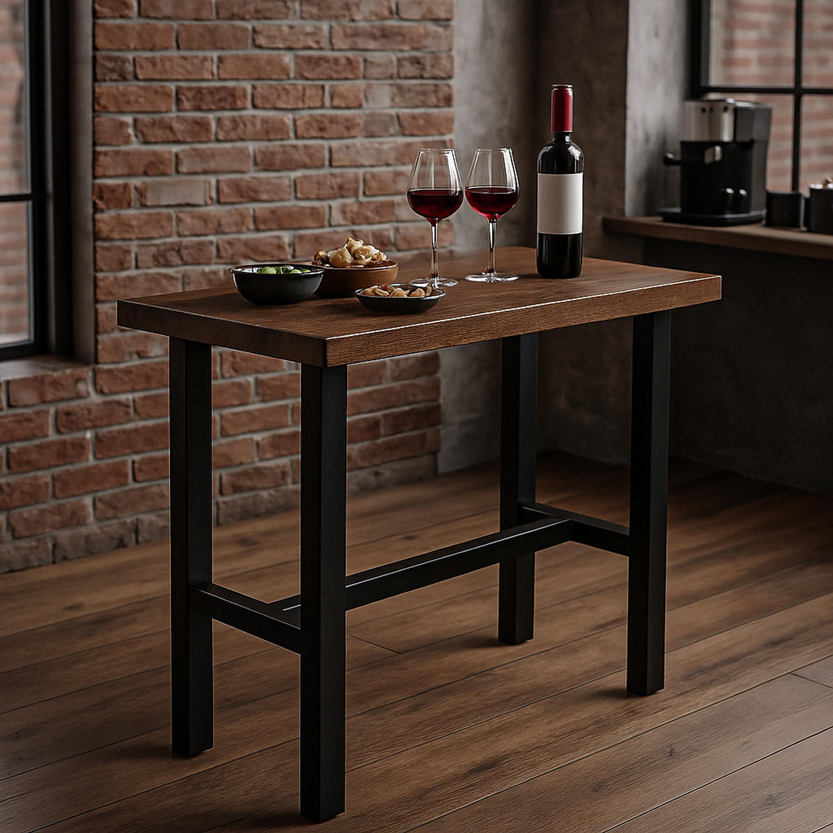 BARTISCH LOTTE 120/60/105 cm - Schwarz/Braun, Holzwerkstoff/Metall (60/120/105cm) - DUBI Möbel