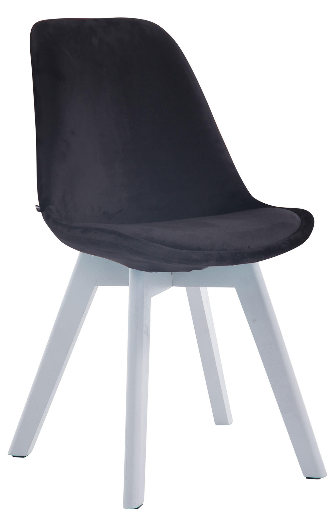 STUHL 4er Set Samt Schwarz - Schwarz/Weiß, Holz/Textil (48/84/55cm) - CLP