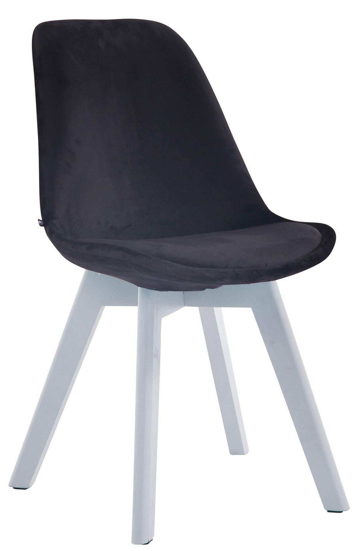 STUHL 4er Set Samt Schwarz - Schwarz/Weiß, Holz/Textil (48/84/55cm) - CLP