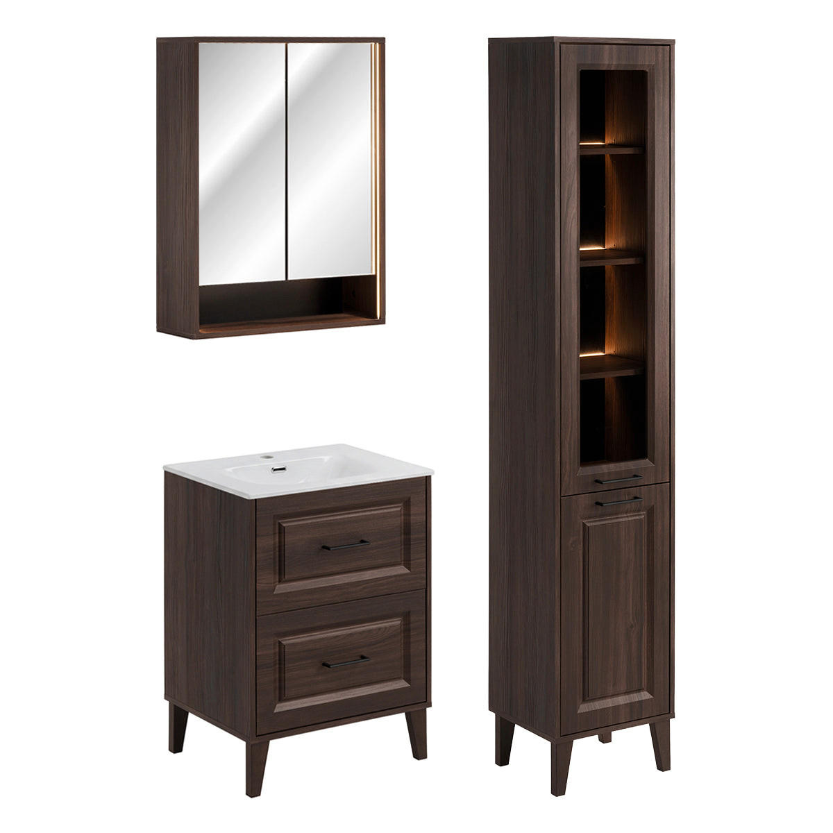 Petits-meubles KOUPELNOVÝ NÁBYTEK 61cm Moka 2er-Set Dřevo