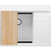 SPÜLBECKEN Sydney, 2-er set Weiß 62/50 cm 1 Becken + Ablauf-Set + Küchenzubehörset ab 45er Unterschrank - Chromfarben/Beige, Kunststoff (62/20/50cm) - Primagran