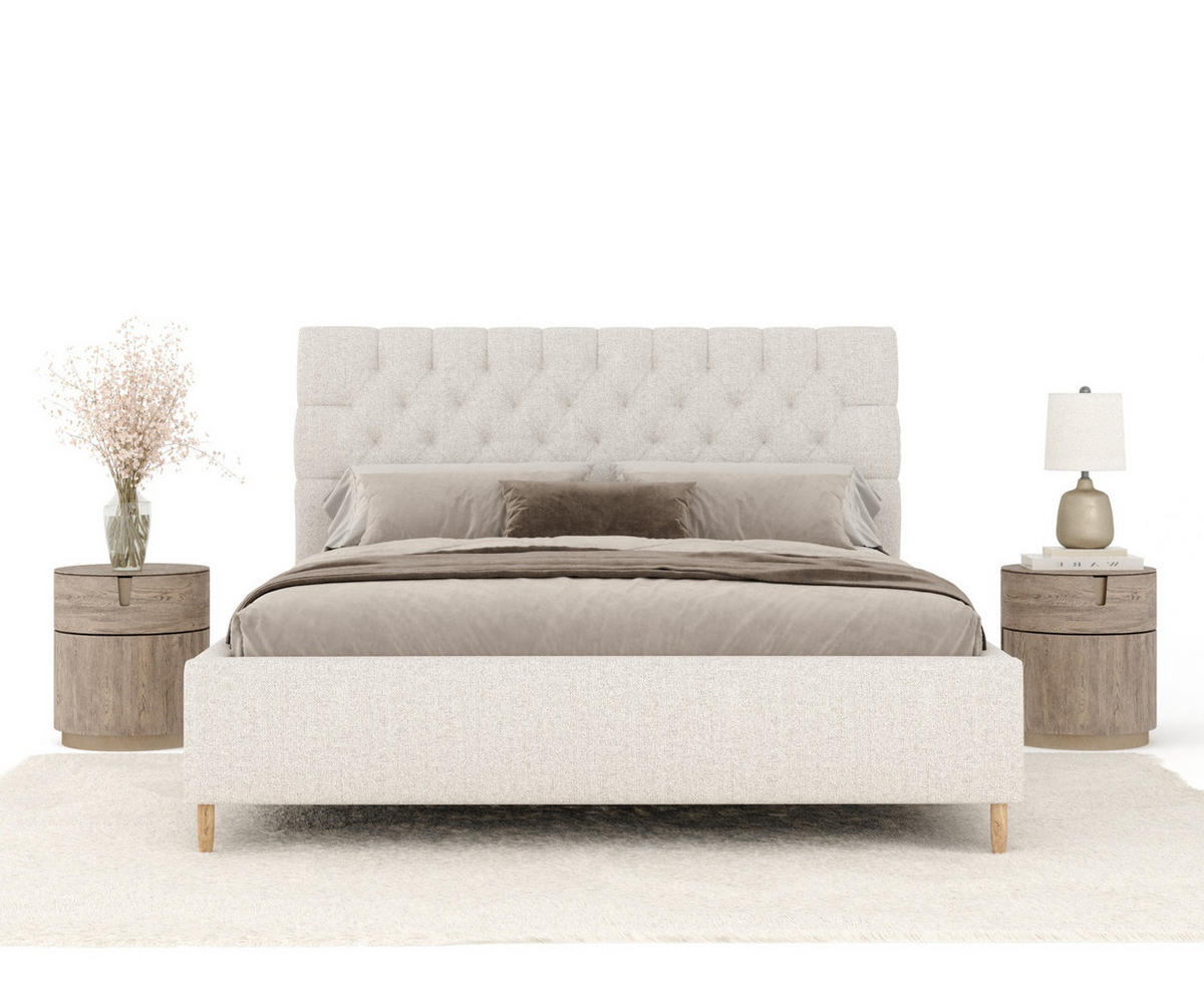 POLSTERBETT Vezzola Creme 180/200 cm im Webstoff - Creme/Naturfarben, Holz/Holzwerkstoff (180/200cm) - Maison de Reve