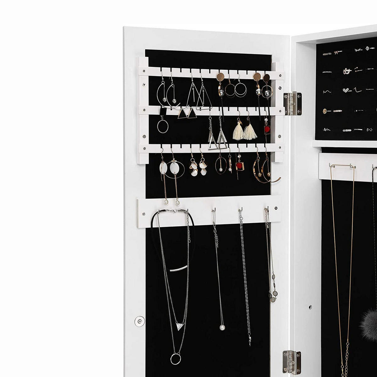 SCHMUCKSCHRANK GANZKÖRPERSPIEGEL - Weiß, Holzwerkstoff (153/35.5cm) - Hansiro