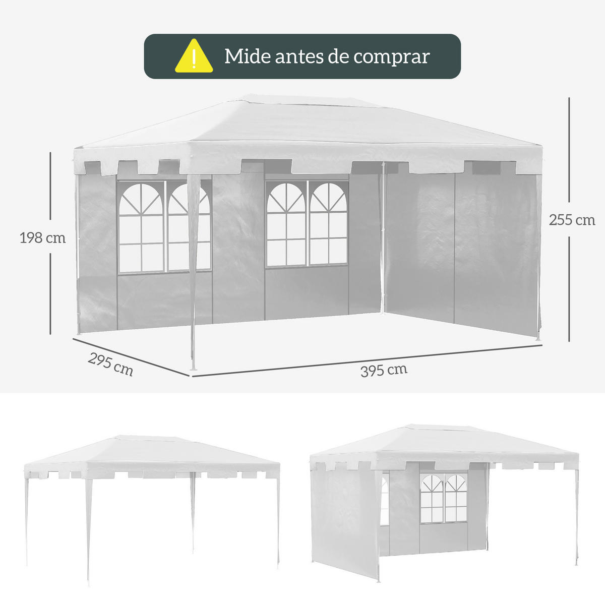 PAVILLON Weiß 1 Stück - Weiß, Metall (295/255/395cm) - GiPP