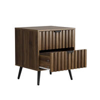 NACHTTISCH aus MDF mit 2 Schubladen, Metallgestell, 45/40/53 cm, Walnuss - Walnussfarben, Holzwerkstoff (40/53/45cm) - Redom