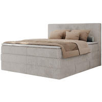 BOXSPRINGBETT TILIANO KING - 200/200 - Hellgrau Cord - H3 - Hellgrau, Holz/Textil (200/200cm) - MKS