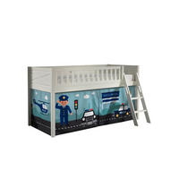 KINDERBETT Karyl 208x114x135 Massivholz Weiß Textilset Polizei - Weiß/Hellblau, Holz (90/200cm) - 58aufmkessel
