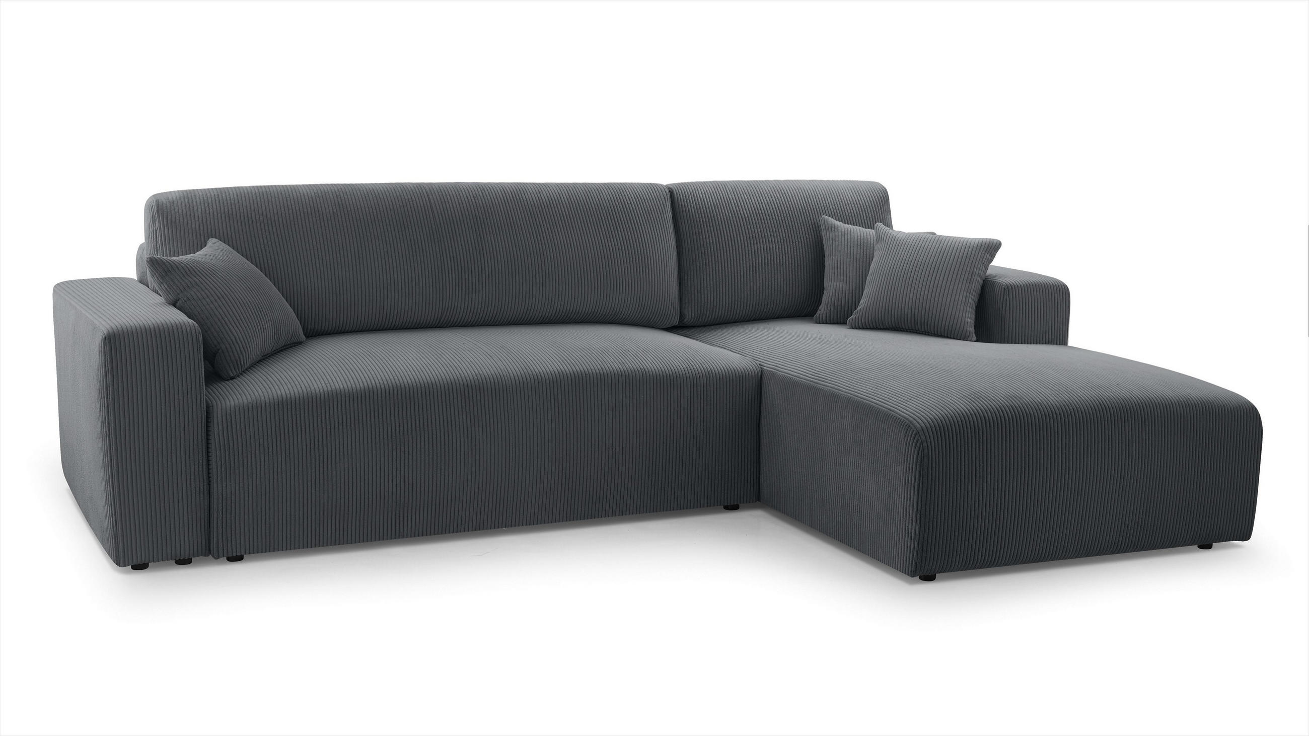 ECKSOFA L Form Catea Grau 279/145/84 cm Rechts mit Schlaffunktion - Schwarz/Grau, Kunststoff/Textil (279/145cm) - AX Living