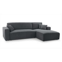 ECKSOFA L Form Catea Grau 279/145/84 cm Rechts mit Schlaffunktion - Schwarz/Grau, Kunststoff/Textil (279/145cm) - AX Living