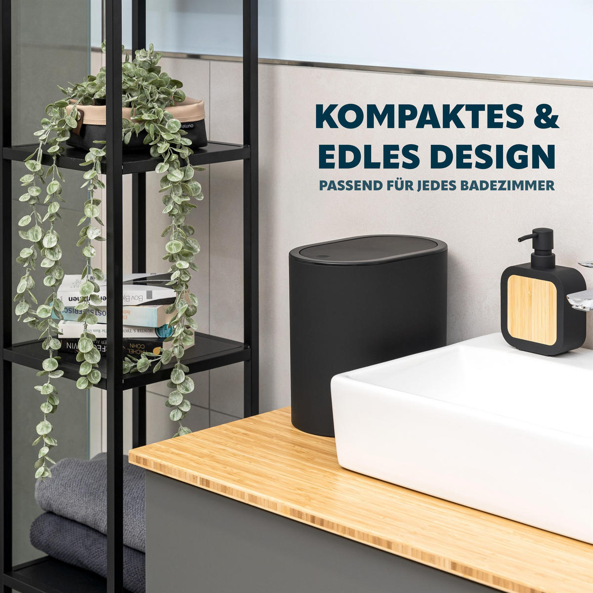 KOSMETIKEIMER, schwarz, Kunsstoff - Schwarz, Kunststoff (25.5/24.5/16.5cm) - eluno