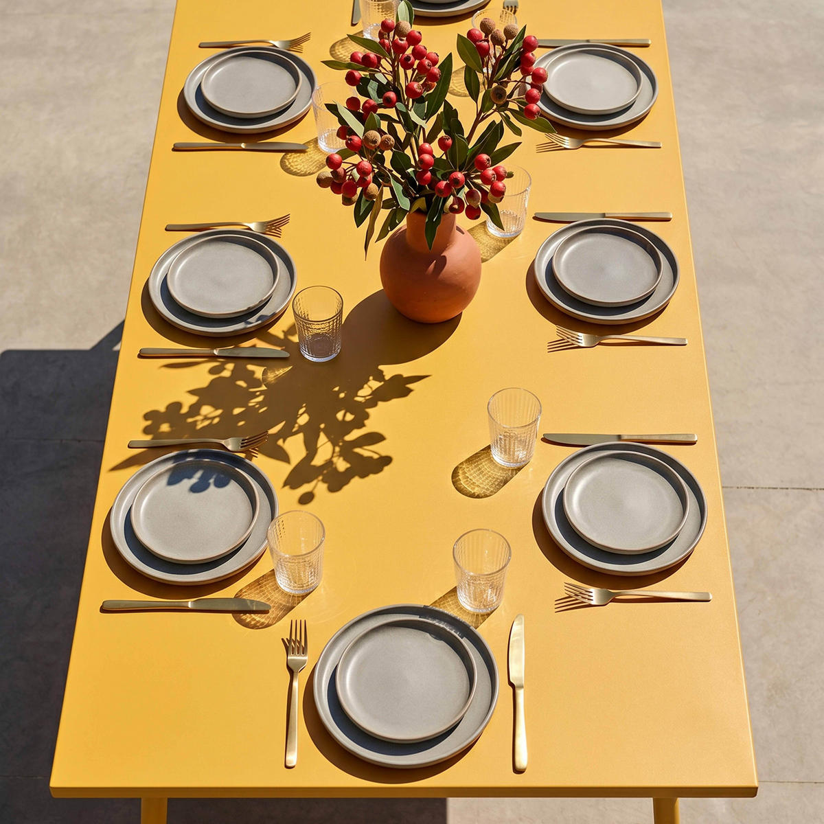 GARTENTISCH , Gelb - Gelb, Metall (180/90/72cm) - Oviala