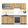 KÜCHENZEILE Raul Goldkraft Eiche 240 cm J-Shape ohne AP mit LED-Leisten - Honigeiche/Anthrazit, Holzwerkstoff (240/81.6/46cm) - Vicco