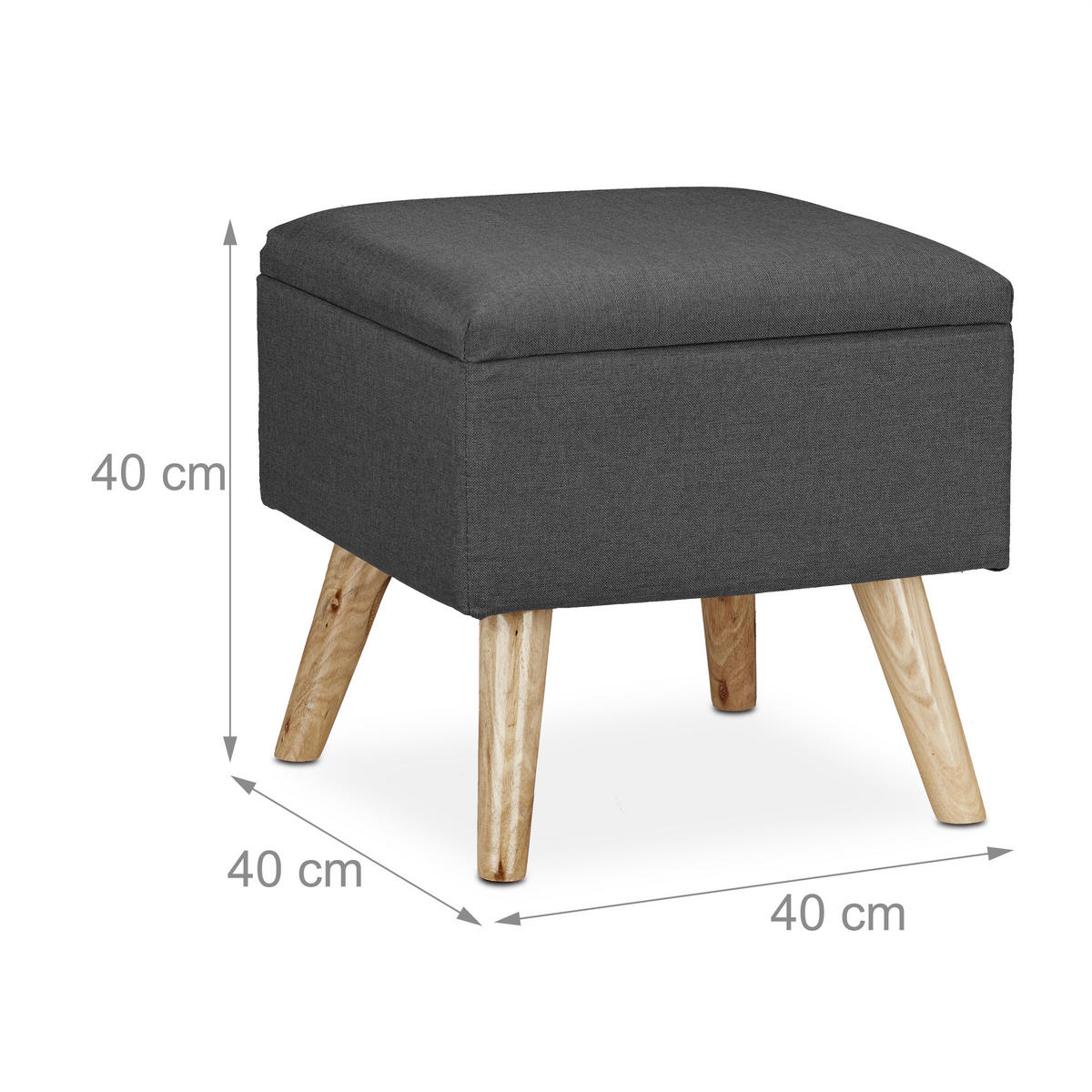 HOCKER - Grau, Holz/Holzwerkstoff (40/40/40cm) - Relaxdays