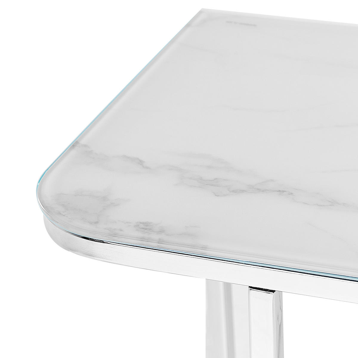 KONSOLENTISCH Marmor Optik weiß/silber Calvert - Silberfarben/Weiß, Glas (35/100/84cm) - Beliani