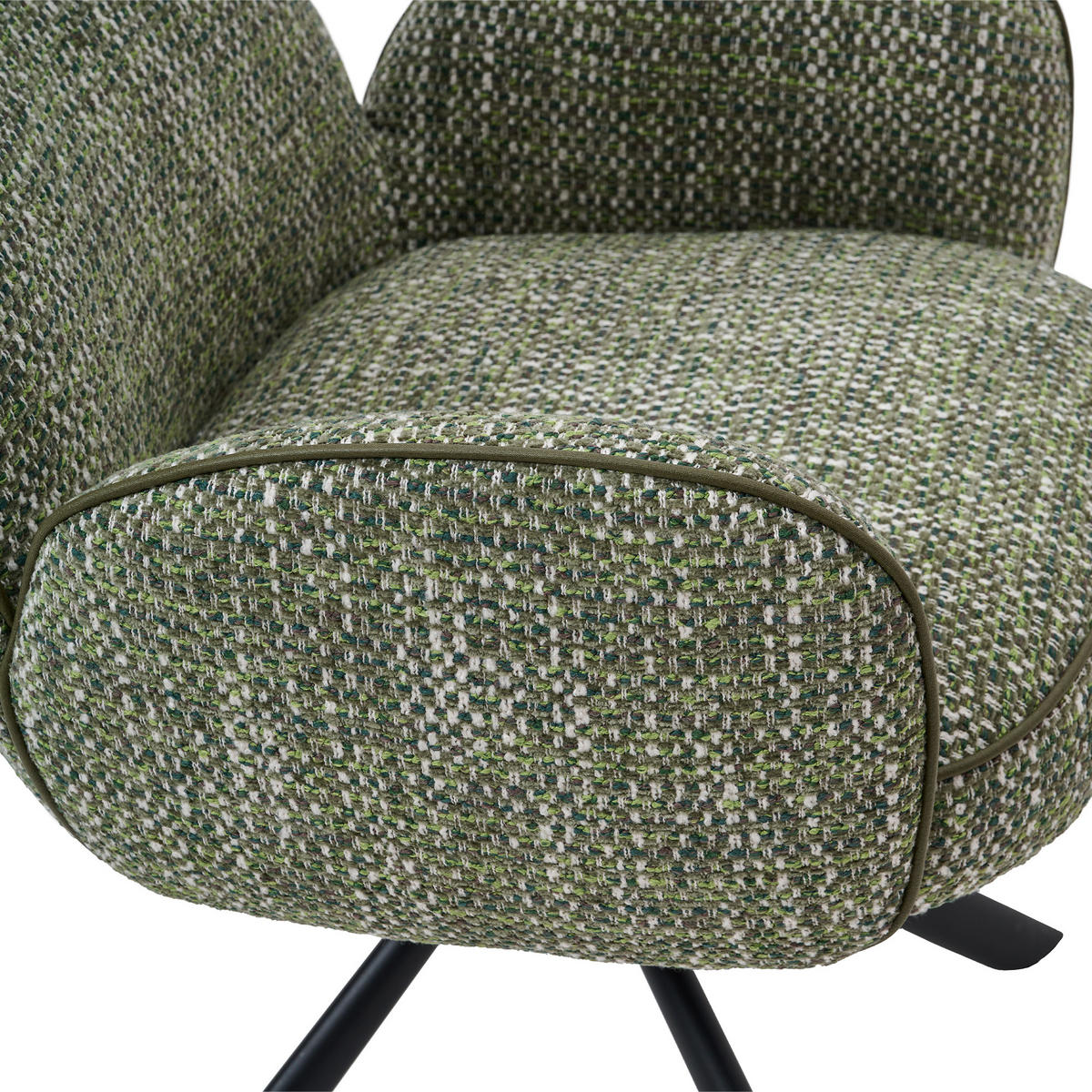ESSZIMMERSTUHL FOCUS aus Metall und Stoff 63x65x90,5 (2er-Set) - Olivgrün, Textil/Metall (65/90.5/63cm) - Elementi