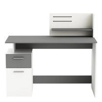 SCHREIBTISCH 1 Tür und 1 Schublade, Grau-Weiß Dekor L121,5 cm - Platon - Grau, Holzwerkstoff (121.5/55/109cm) - Calicosy