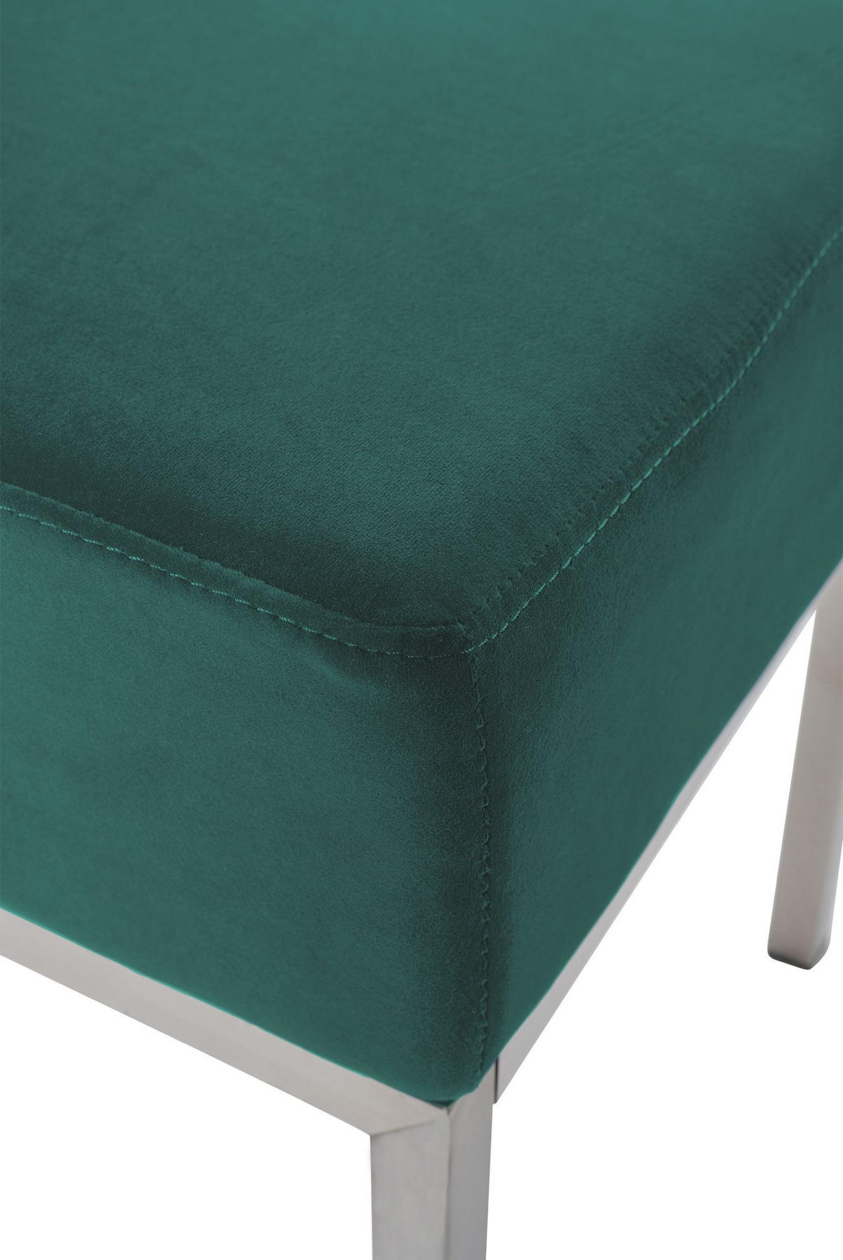SITZBANK 160/40 cm Samt grün - Edelstahlfarben/Grün, Textil/Metall (160/46/40cm) - CLP