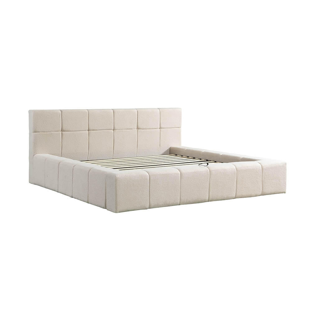 LED BETT GALA - Beige, ohne Matratze - Beige, Kunststoff - Home Deluxe