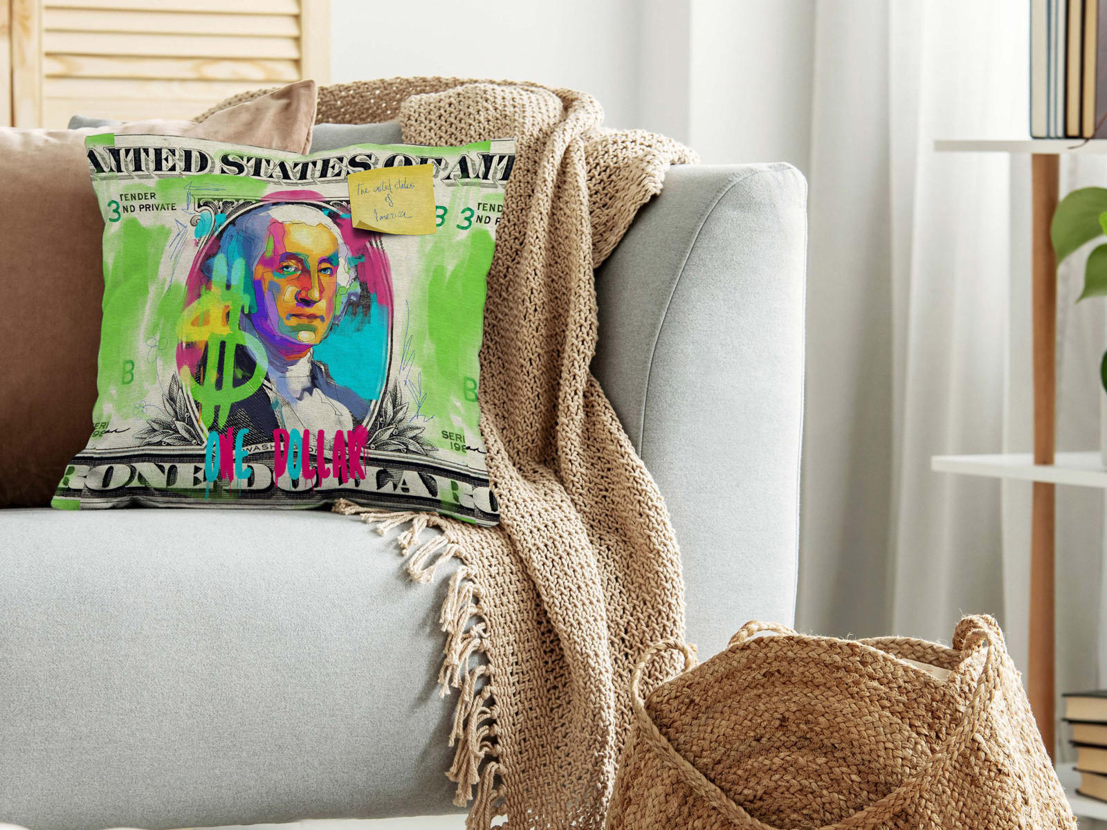 WENDE-KISSENHÜLLE POP-Art Dollar 45/45 cm - Pink/Multicolor, Textil (45/45cm) - beties Heimtextil