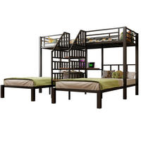 ETAGENBETT 90 x 200 cm, mit 3 Betten, schwarz - Schwarz, Metall (90/200cm) - KOMHTOM