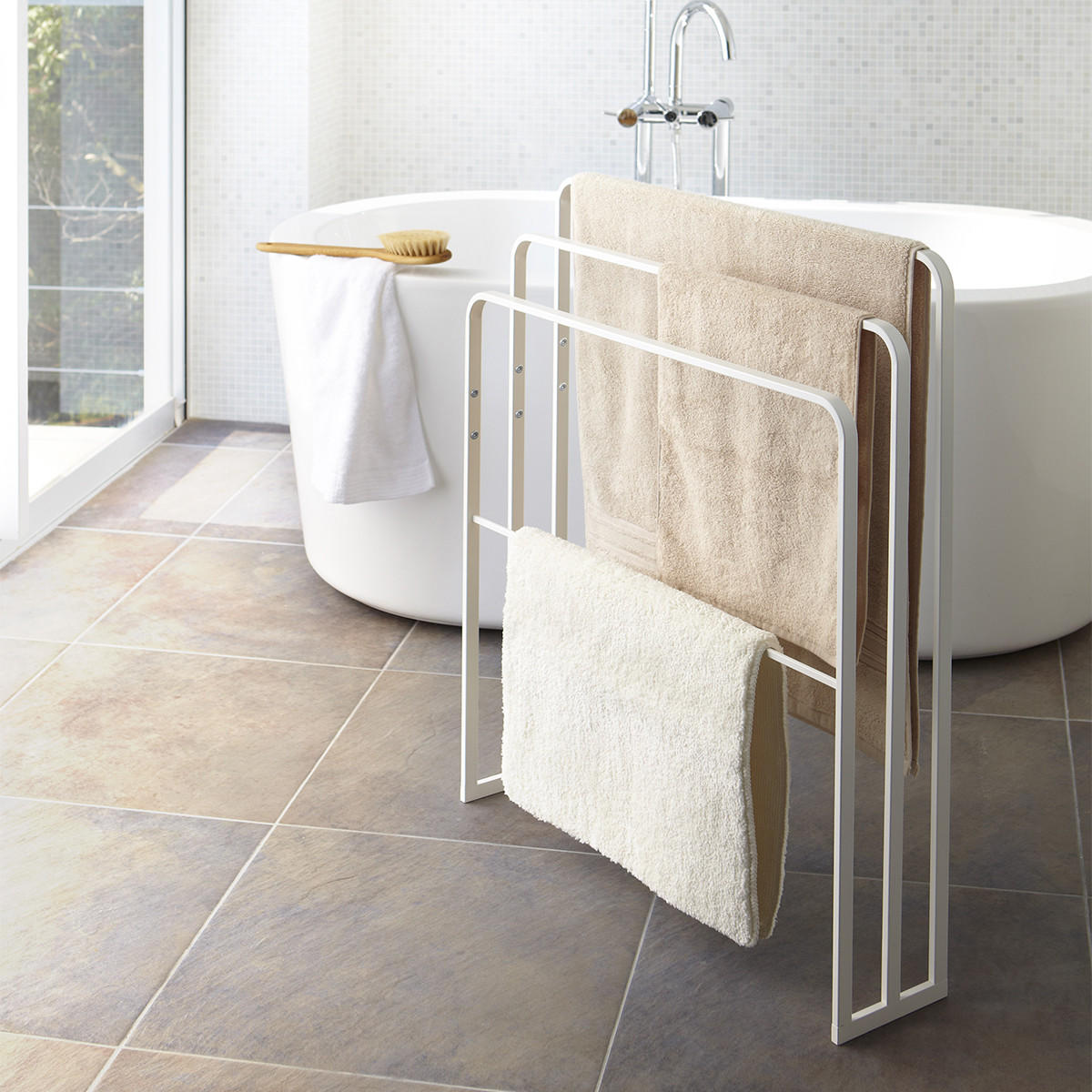 HANDTUCHHALTER mit 4 Stangen - L70 cm - Weiß, Metall (14/81/70cm) - Yamazaki