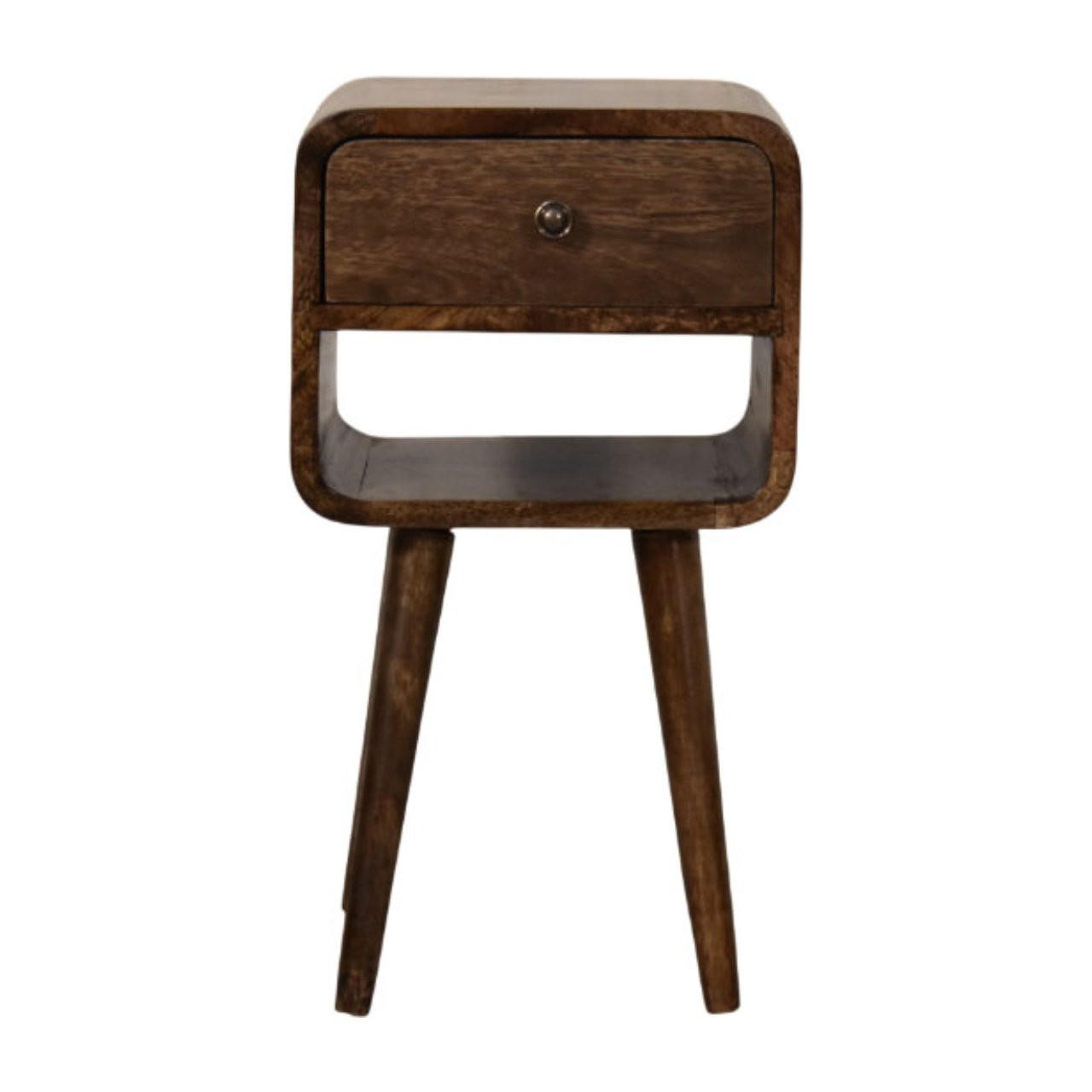 NACHTTISCH Abgerundet mit offenem Regal in Braun - Dunkelbraun/Messingfarben, Holz (30/55/30cm) - Artisan Furniture