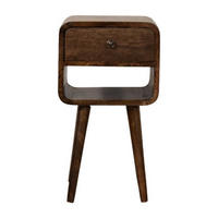 NACHTTISCH Abgerundet mit offenem Regal in Braun - Dunkelbraun/Messingfarben, Holz (30/55/30cm) - Artisan Furniture