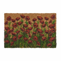KOKOS-FUSSMATTE Mohnblumen, 40/60 cm - Rot, Naturmaterialien (40/60cm) - Homescapes