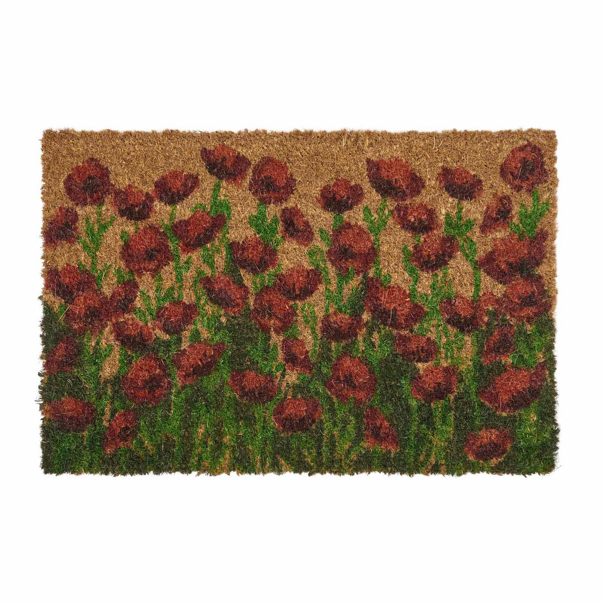 KOKOS-FUSSMATTE Mohnblumen, 40/60 cm - Rot, Naturmaterialien (40/60cm) - Homescapes