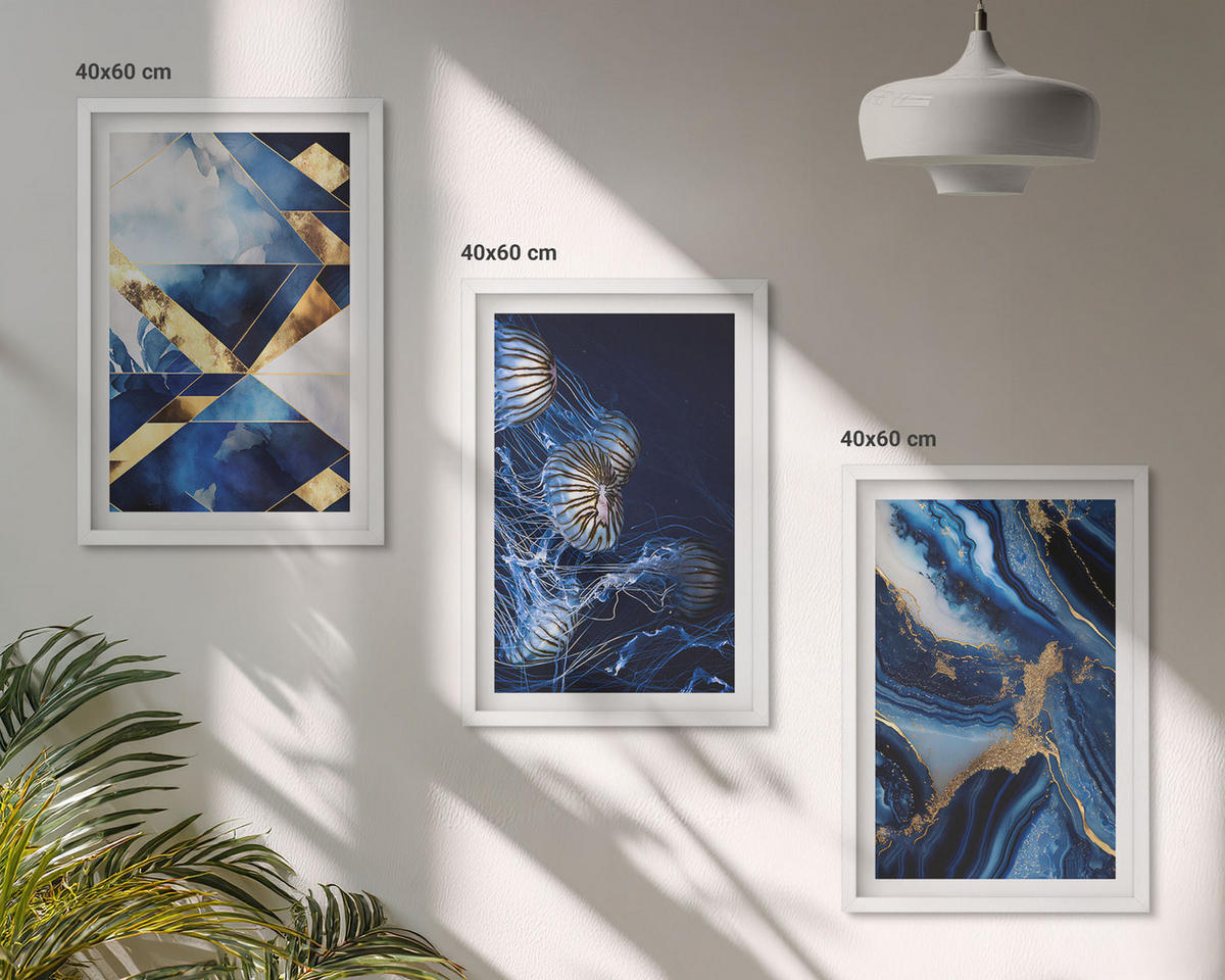 BILDER SET 3er Set - 40x60 cm Weißer Rahmen - Abstrakte, elegante Muster - Weiß, Kunststoff (40/60cm) - TULUP