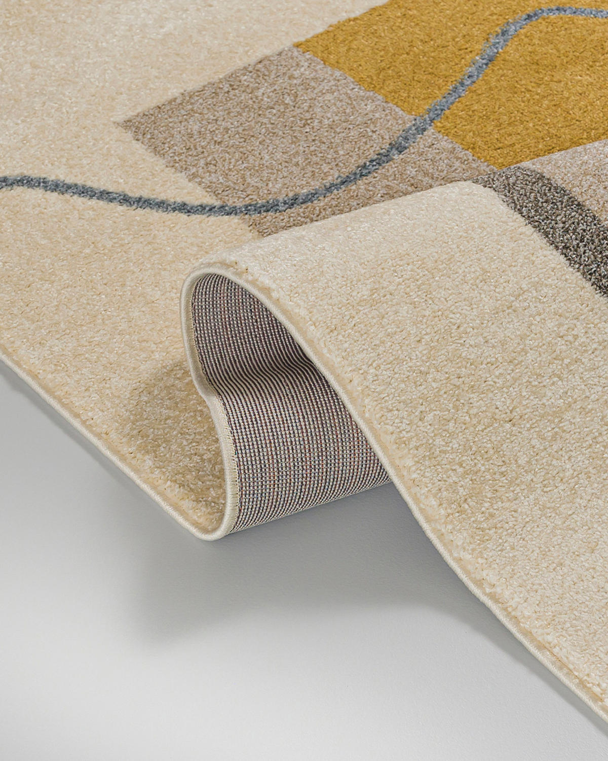 TEPPICH Beige Geometrisch In-Outdoor Pflanzlich Kurzflor Rechteckig 120 x 170 cm - Currygelb/Terracotta, Textil (120/170cm) - Mazovia