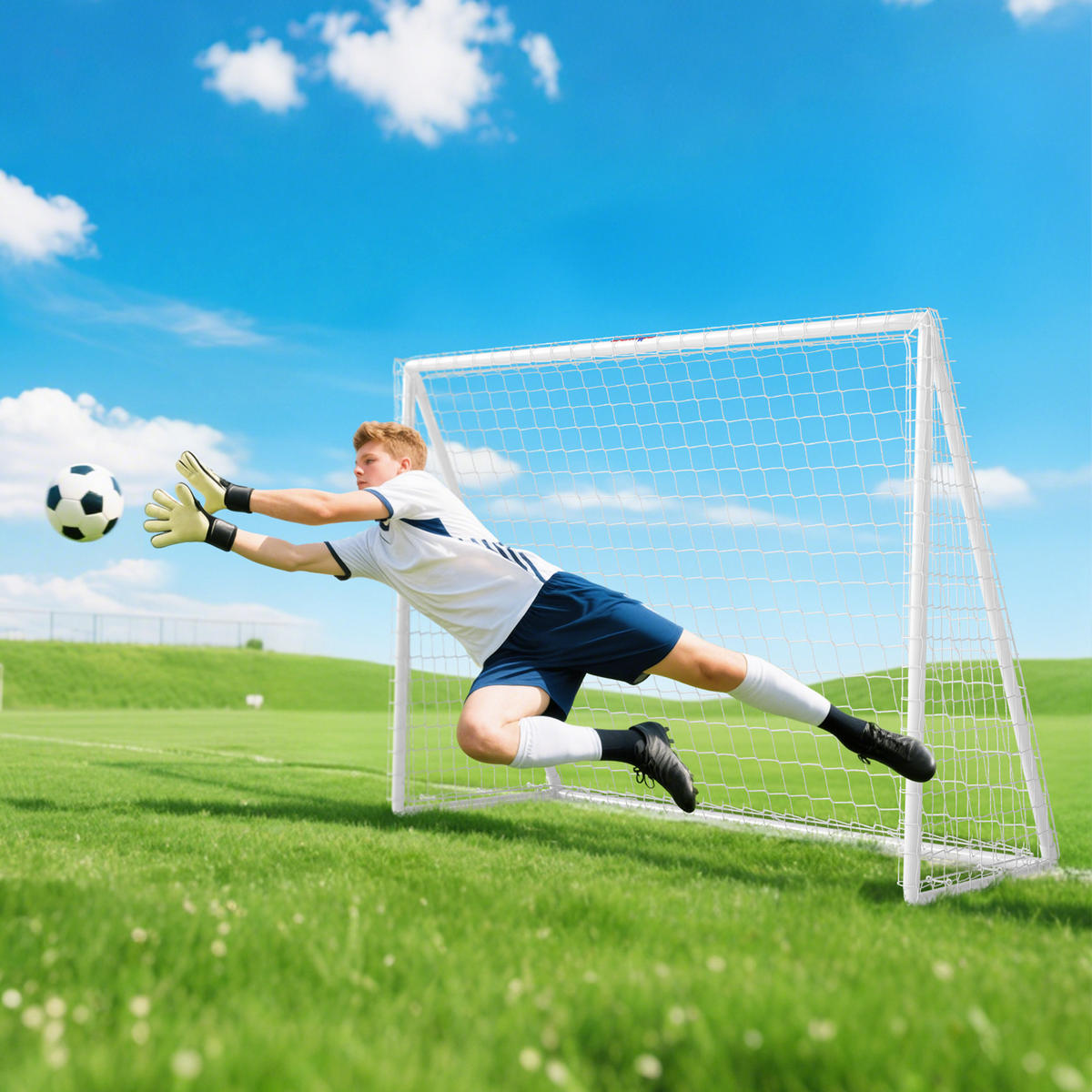 FUSSBALLTOR für Jugendliche & Erwachsene 240 x 90 x 180 cm wetterfest - Weiß, Kunststoff (90/240cm) - SPORTNOW