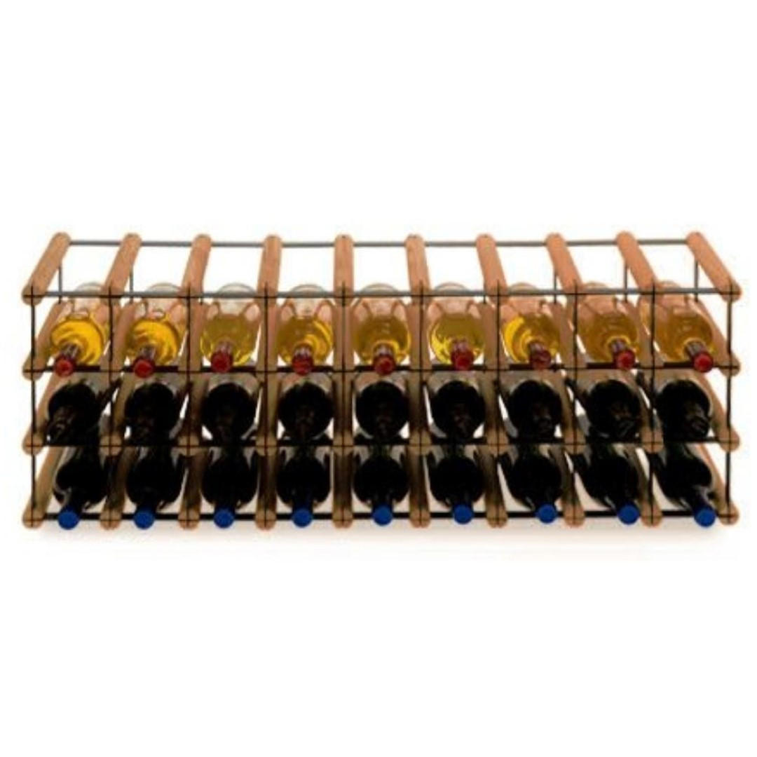 WEINREGAL Vinotega Mod Metal 32,5x92,5x24,5 cm 9x3 Flaschen Massives Kiefernholz Braun Geölt - Braun, Holz (92.5/32.5/24.5cm) - PROREGAL