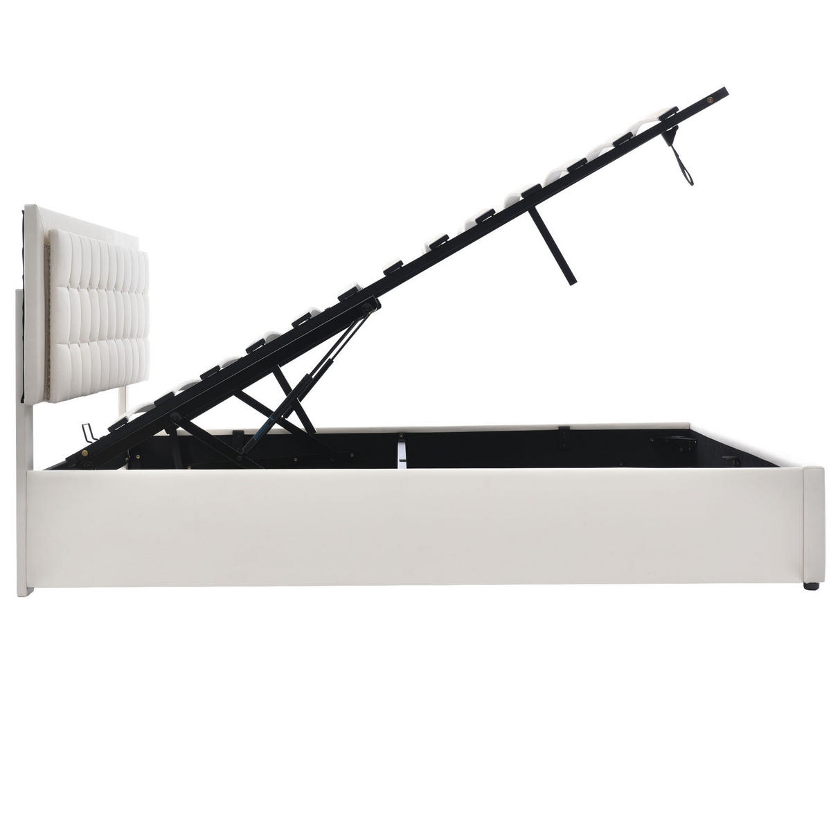 POLSTERBETT mit Bettkasten 140/200 cm in Weiß mit LED-Beleuchtung & Lattenrost - Weiß, Kunststoff (140/200cm) - BEAOK
