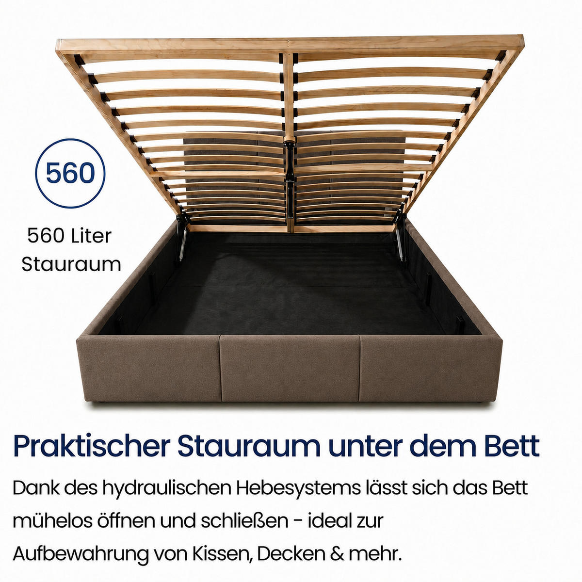 POLSTERBETT mit Stauraum 120x200 cm in Braun - Braun, Holzwerkstoff (120/200cm) - Home Collective