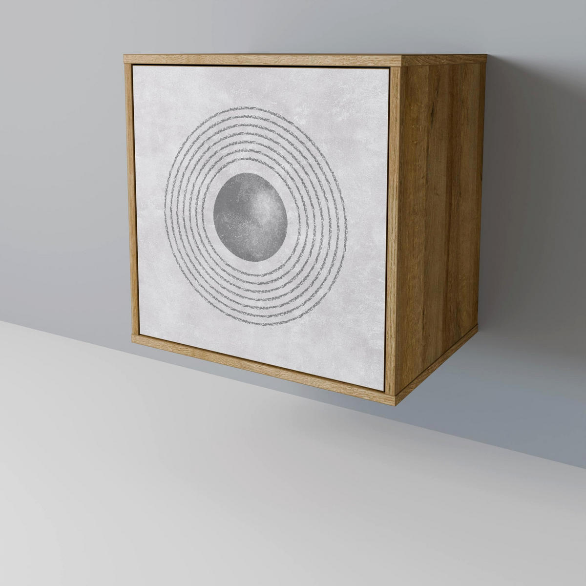SIDEBOARD SOLID CIRCLES, Eichefarben, 57,5x42x75,5 cm, Goldfarbene Metallfüße - Eichefarben/Goldfarben, Holzwerkstoff/Metall (57.5/75.5/42cm) - SpaceRebels