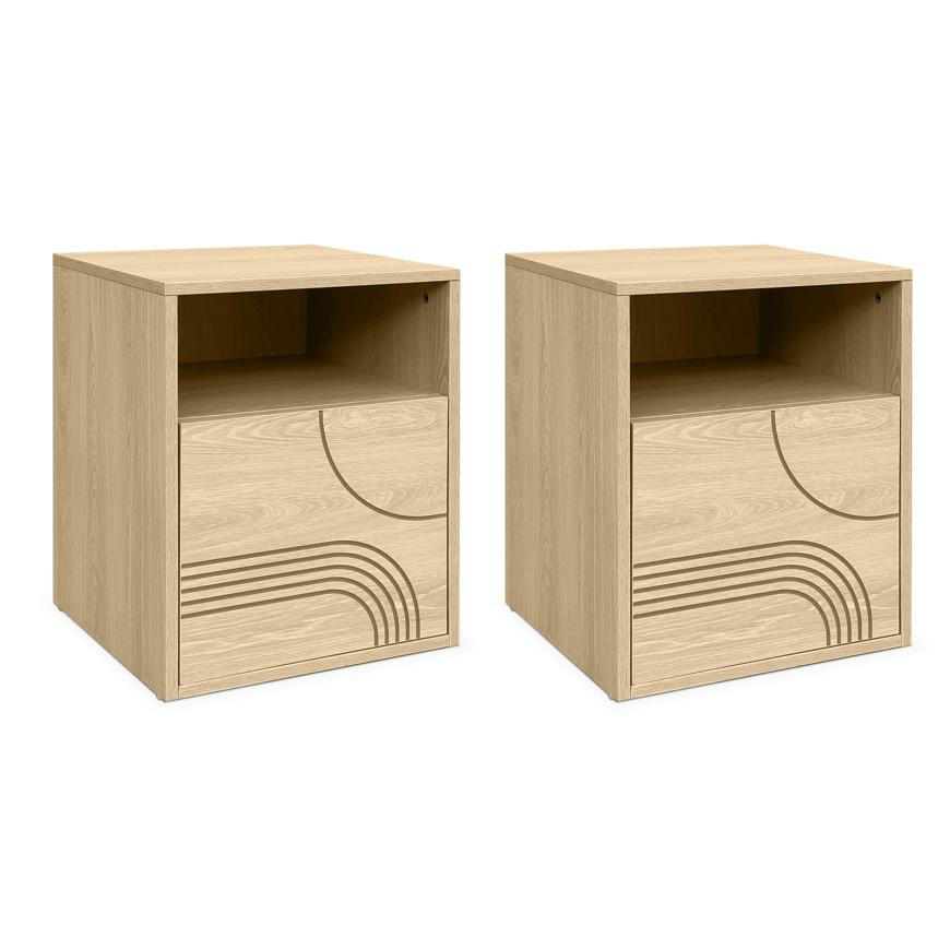 NACHTTISCH 2er-Set Saskia aus Eiche skandinavischen - Eichefarben, Holz (40/49.5/36cm) - Casanoov