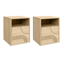 NACHTTISCH 2er-Set Saskia aus Eiche skandinavischen - Eichefarben, Holz (40/49.5/36cm) - Casanoov