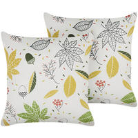 DEKOKISSEN 2er-Set Cremeweiß 45/45 cm Mullein - Ecru/Multicolor, Textil (45/45cm) - Beliani