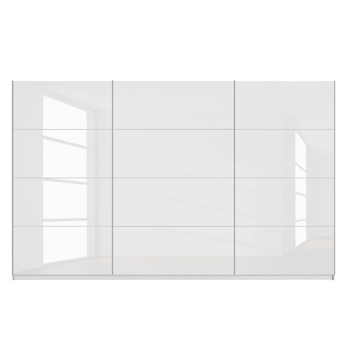 SCHWEBETÜRENSCHRANK - Weiß Hochglanz/Weiß, Holzwerkstoff (360/222/68cm) - home24