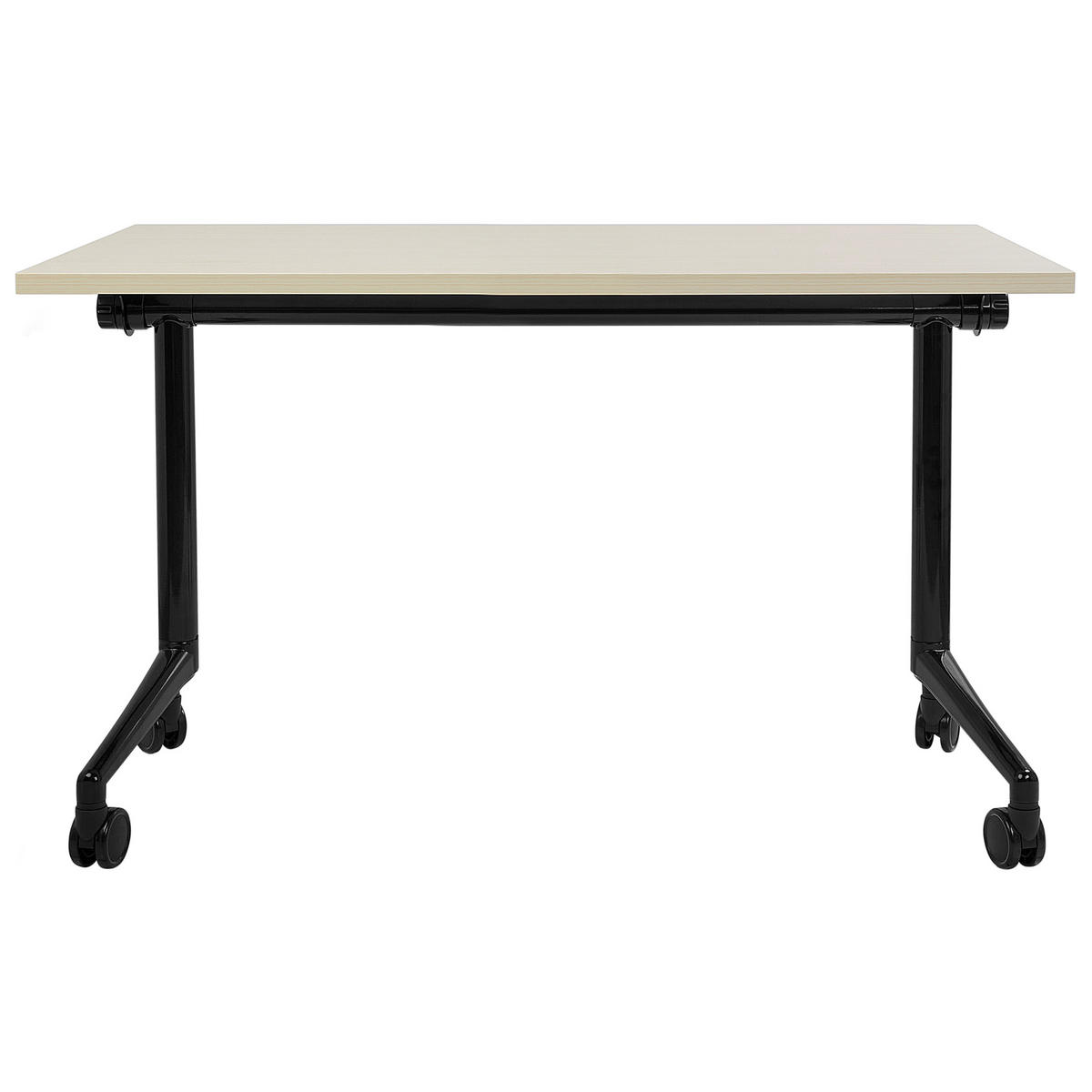 PSACÍ STŮL Skládací Světle hnědý 120/60 cm s kolečky Cavi - černá/hnědá, kompozitní dřevo (60/120/75cm) - Beliani