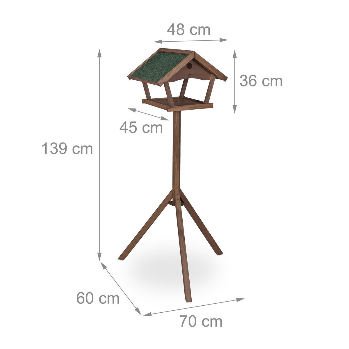 VOGELFUTTERHAUS - Braun, Holz (70/139/60cm) - Relaxdays