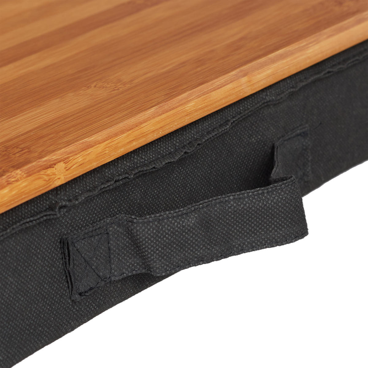 LAPTOPKISSEN Natur Schwarz Bambus abnehmbares Kissen 51x37 cm - Multicolor, Holz/Textil (37/51/7.5cm) - Relaxdays