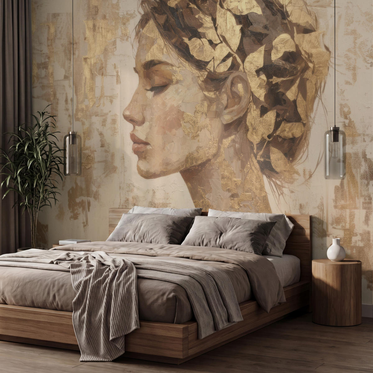 TAPETE - Frau - Gold - Abstrakt - Textur - 400x260 cm - Goldfarben, Papier (400/260cm) - OnlyWow