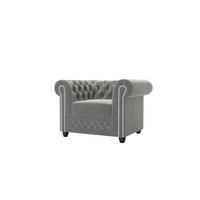 CHESTERFIELD-SESSEL Nyx Grau Samt - Braun/Grau, Holz/Textil (94/72/86cm) - S-Style Möbel