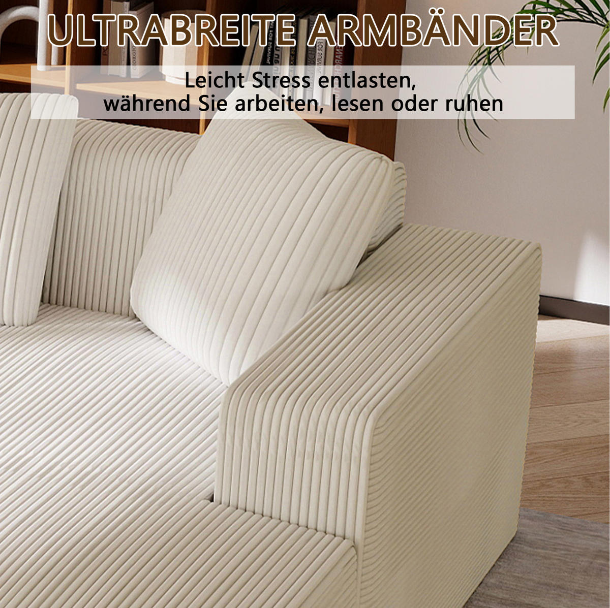 ROHOVÁ pohovka z manšestru 261x146x65 cm bílá, modulární s lenoškou a hlubokým sedem - bílá, textil (146/65/261cm) - Modfu